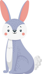 Obraz premium Cute grey cartoon rabbit character for spring designs