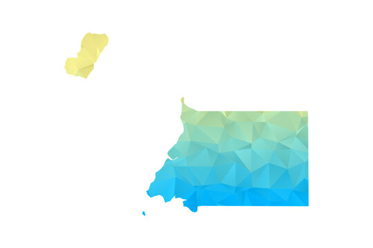 Equatorial Guinea Map - Polygon Style Vector Illustration in Blue and Yellow Gradient, Low Poly Geometric Design, Isolated on White Background for Infographics and Projects.