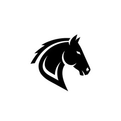 Fototapeta premium Black Horse Head Logo Silhouette Design