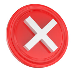 Obraz premium Vibrant 3D Red Circle with White Cross Mark Symbolizing Error, Delete, Close, or Incorrect Action.
