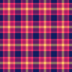 Single texture seamless pattern, 1950s background check plaid. Colour fabric textile vector tartan in pink and red colors.
