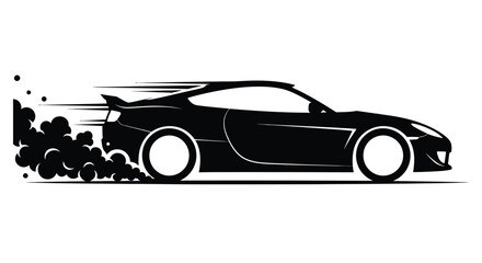 Sleek sports car drifting with speed and dynamic motion silhouette © MDHANZALA