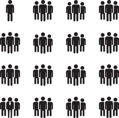 Set of people icons. Group of people. Crowd signs. Person symbol. Community signs. Team, company, citizens and social community. Vector illustration.
