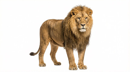 Majestic lion standing confidently with shaggy mane