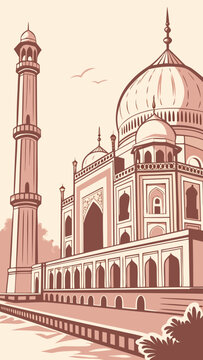 Taj Mahal in Agra India a beautiful monument and wonder of the world.