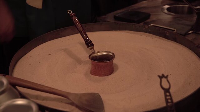 Chef preoaring coffee, Turkish Coffee Pots