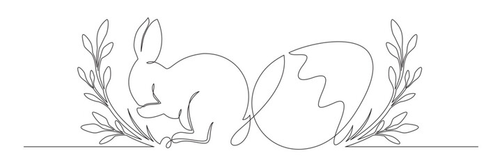Continuous line drawing of a Easter egg with bunny 5.eps