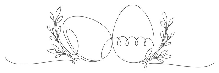 Continuous line drawing of a Easter egg with bunny 6.eps