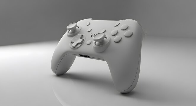 White Gaming Controller Mockup on Minimalist Bright Background