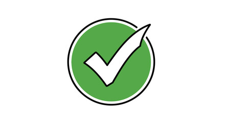 Green Check Mark Symbol Inside Circle - Icon for Success, Approval, Confirmation, or Done Tasks