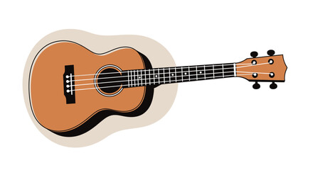 Obraz premium Acoustic Ukulele Guitar with Strings and Tuning Pegs on a Light Background