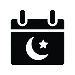 Islamic calendar vector silhouette icon with crescent moon and star for Ramadan and Eid designs