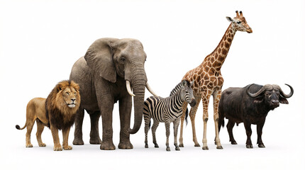 Diverse group of wild animals standing together in harmony