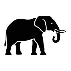 Obraz premium A black silhouette of an elephant standing on a white background