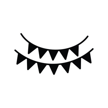 Party bunting flags vector silhouette icon for celebration and festive decoration