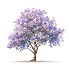Obraz premium Paulownia Tree, watercolor clipart vector, isolated on a white background.