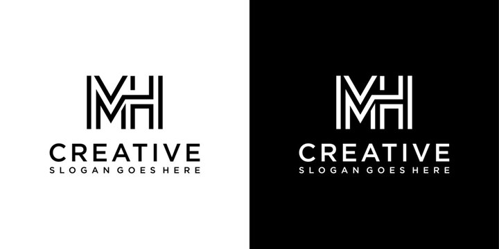 MH or HM initial letter logo design vector