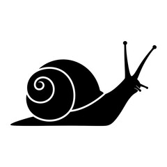 A black silhouette of a snail on a white background © abba