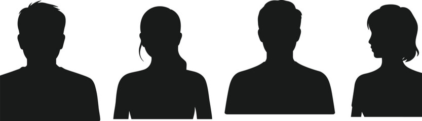 People, avatar, silhouettes, collection, male, female, profile, portrait, headshot, character, identity, social, user, icon, illustration, isolated, design, minimal, set, concept © Atik's Wolrd
