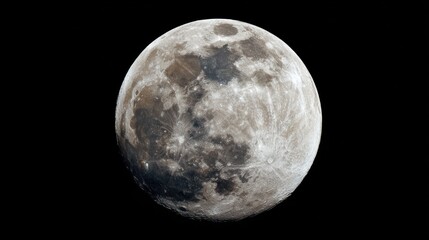 Obraz premium Detailed full moon surface with craters in space