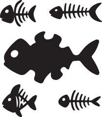 Isolated fish bone icon, silhouette Fish skeleton vector design illustrator