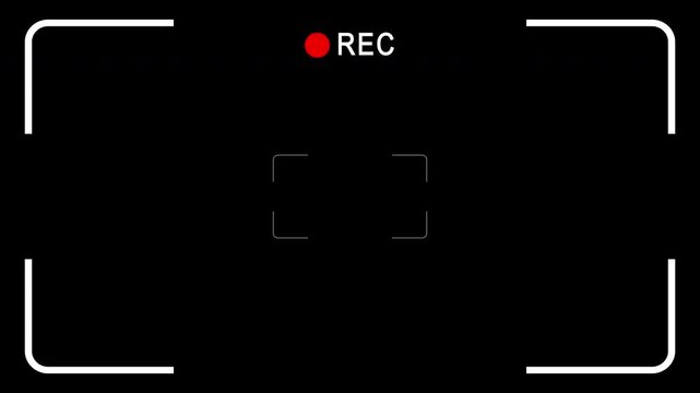 Modern camera screen recorder with clear layout and seamless loop animation. Transparent alpha overlay designed for realistic filming simulation.