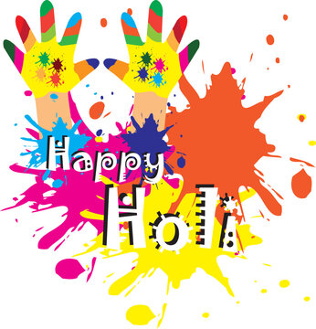 Happy holi and colorful hands