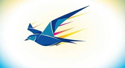 Obraz premium Dynamic Abstract Geometric Blue Bird Flying at High Speed