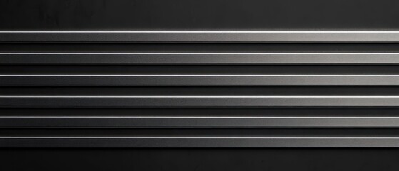 Obraz premium Parallel stacked metallic slats across a dark textured background evoking sleek industrial minimalism and a cool austere mood