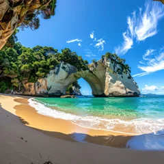 Wandcirkels Cathedral Cove Stunning view of Cathedral Cove's natural arch on a bright summer day.  © Karen