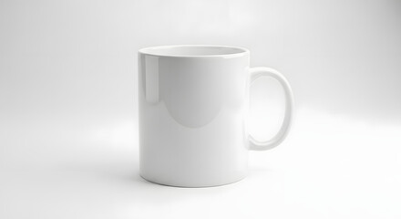 Fototapeta premium Clean White Ceramic Coffee Mug with Handle on a Bright Studio Background