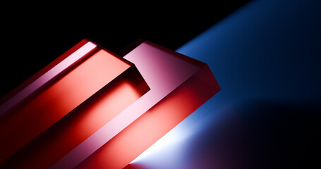 3d render color glass block on dark background