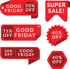 good friday Tag Label Set Vector with Discount Offer Badges and Promotional Price Stickers