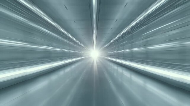 Dynamic abstract light tunnel with perspective depth and motion blur conveying speed, innovation and future transportation
