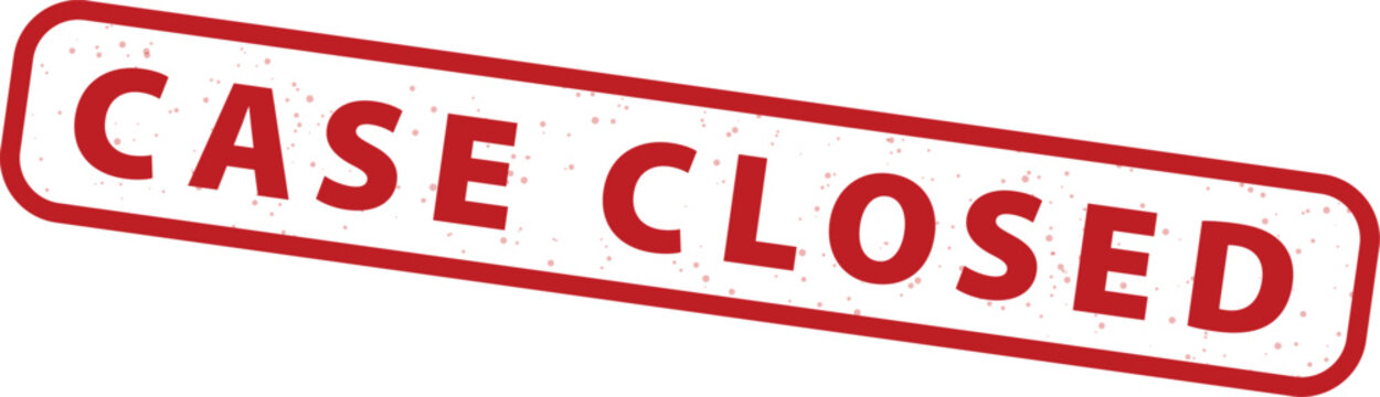 Case Closed red rubber stamp vector illustration with grunge texture, tilted and isolated on a transparent background for legal or business finalization concepts.