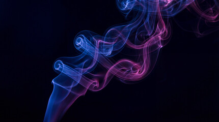 Fototapeta premium Abstract Swirls of Blue and Pink Smoke on Black Background.