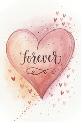 Watercolor Heart Forever Love Romantic Valentines Day Illustration clipart