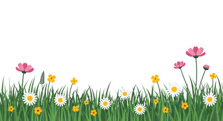 A vibrant meadow of wildflowers and lush green grasses © MD REZAUL KARIM