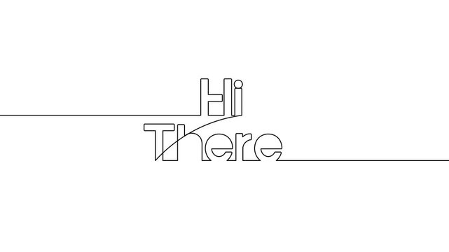 hi there continuous year animated one line art numbers video clip. single one line art hello there text hand drawing animation on white background