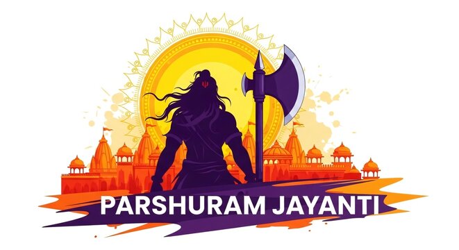 Watercolor illustration of poster for parshuram jayanti