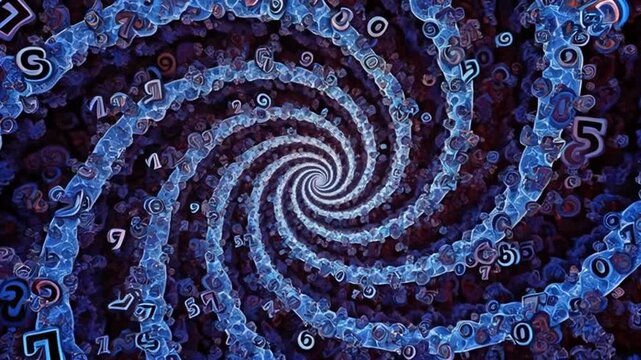 Abstract Spiral of Numbers and Data Flowing into a Vortex