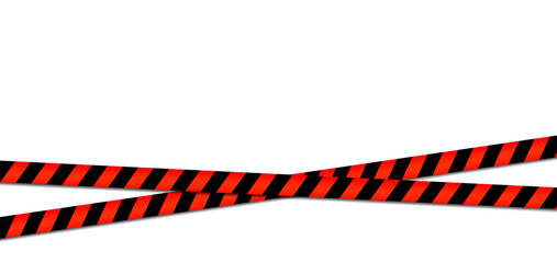 Red and black caution tape forming barrier on transparent background