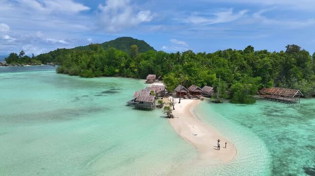 Aerial View of a Tropical Island Paradise at Raja Ampat Islands, Indonesian archipelago, West Papua, Indonesia	