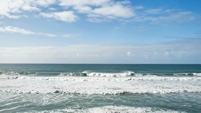 Serene ocean waves crash outside open window