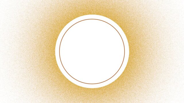 Abstract white circle frame with golden glow and spray particles on white background