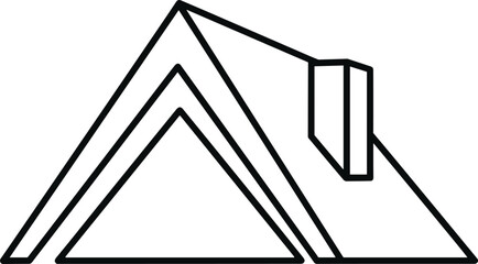 Black line of a tent with chimney line black lines white background simple © MstSuborna