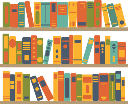 Bookshelf bookcase design colorful book spines isolated on white background, literature storage furniture for libraries, schools
