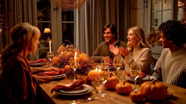 People dining together at a warmly lit table