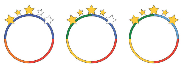 Customer review vector illustration Google-style star rating icons, user feedback and product evaluation concept