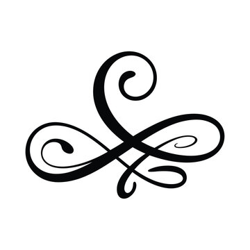 Elegant black flourish design resembling an ampersand symbol